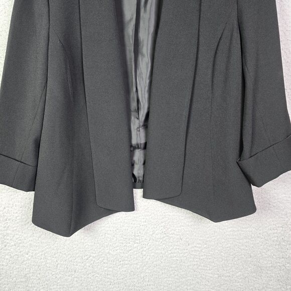 Black Label by Evan Picone Black Blazer Size 14 Career Open Front - Picture 4 of 14